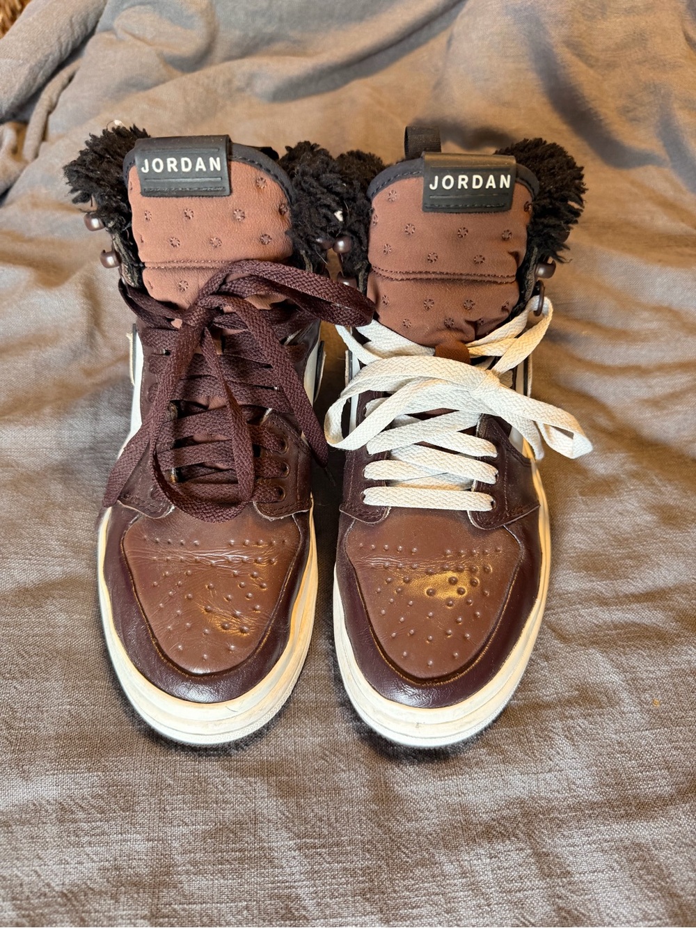 Jordan Two-Tone Brown & Cream High-Top Sneakers